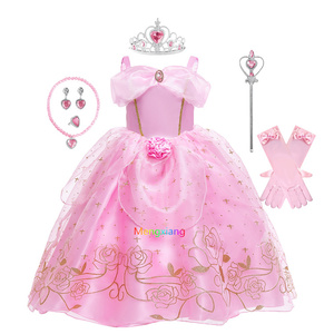 Deluxe épaules nues <span class=keywords><strong>Belle</strong></span> princesse Cosplay robe anniversaire enfants Aurora Costume fille vêtements fête TV & film Costumes - Product Image 2