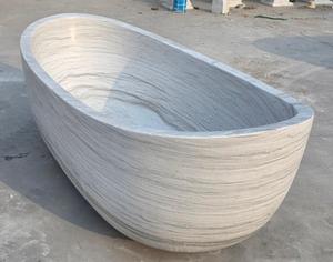 Baignoire en marbre naturel poli, moderne, imperméable, haut de gamme, en marbre blanc, garantie 1 an, pour salle de bain, appartement, hôtel - Product Image 1