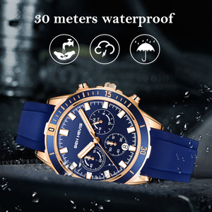 Marque personnalisée Étanche Chronographe Analogique Quartz En Acier Inoxydable Affaires Classique Hommes Poignet Silicone Montres De Sport - Product Image 2