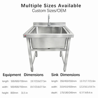 Table d'évier autoportante en acier inoxydable à cuve unique pour cuisine professionnelle, restauration et usage commercial