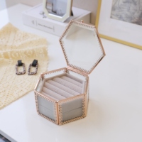Boîte de rangement de bureau anneau collier boucle d'oreille bijoux organisateur miroir bijoux organisateur bijoux boîte cadeau pour femmes