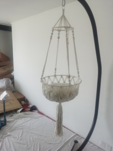Hamac bohème pour animaux de compagnie, en dentelle, main, fil de coton tissé, panier suspendu en macramé, nid pour chat et chien - Product Image 2