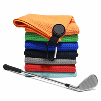 Serviette de golf en microfibre personnalisable avec logo, double couche gaufrée, nettoyeur de balles de golf avec poche et crochet, vente en gros pour promotion
