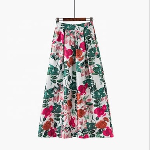 European and American Bee Floral <strong>Chiffon</strong> Pleated <strong>Skirt</strong> Elastic <strong>Skirt</strong> A-line <strong>Skirt</strong> - Product Image 4