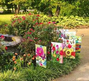 Kit de supports métalliques pour drapeau de jardin extérieur - Drapeau de jardin numérique personnalisé double face en tissu Oxford 300D 12x18 pouces, écologique et durable - Product Image 3