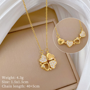 Collar de Moda con Trébol de Cuatro Hojas y Cristal Magnético, Venta al por Mayor, Joyería Personalizada para Mujer - Product Image 4