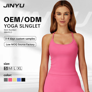 JINYU ODM Square Neck Shock-proof Running Yoga Vest For Women's Slimming Quick Dry Cross Back Sports Underwear Women Tank Top