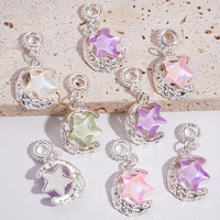 Colgantes de Plata de Ley con Diseño de Luna y Estrella para Fabricación de Joyas, DIY, Pulseras, Collares, Abalorios y Accesorios