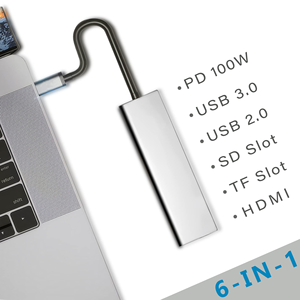 หลายพอร์ตฮับประเภท-C USB 3.1 สำหรับ 2.0 เครื่องอ่านการ์ดไมโคร SD 85W อะแดปเตอร์ชาร์จอลูมิเนียมอัลลอยด์โทรศัพท์มือถือแล็ปท็อป 5-8 - Product Image 3