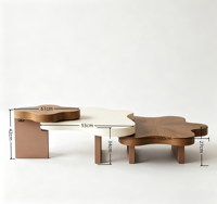 Table basse en forme de nuage de style italien personnalisée avec cadre en bois et plateau en pierre, design vintage portable pour les petits espaces