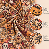 Tissu Oxford en coton imprimé numérique personnalisé artistique, motif Halloween, durable, 130 g/m², pour chemises, artisanat, décoration intérieure