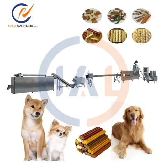 Máquina automática Jinan Halo para masticar perros y mascotas, máquina para hacer bocadillos, línea de producción de extrusora de golosinas para masticar perros