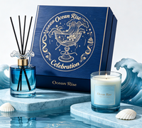 Coffret Cadeau d'Aromathérapie avec Bougie Parfumée en Cire de Soja et Diffuseur à Bâtonnets, Doublure en Satin Écologique pour Cadeaux de Mariage et de Fêtes