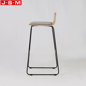 ไม้วีเนียร์ไม้สีน้ำตาลเบาะนั่งโลหะเก้าอี้สูงเก้าอี้บาร์ที่ทันสมัย - Product Image 4