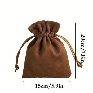 ถุงของขวัญกำมะหยี่แบบมีเชือกผูก ขนาด 15x20 ซม.  ถุงใส่เครื่องประดับกำมะหยี่หลากสี ของชำร่วยงานแต่งงาน บรรจุภัณฑ์ขนมและเครื่องสำอาง พิมพ์โลโก้ได้ - Product Image 3