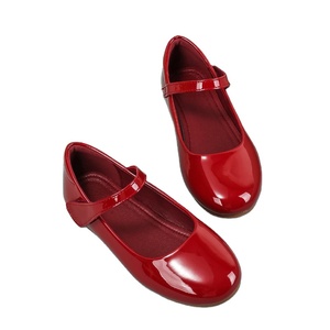 Zapatos de Vestir para Niñas al por Mayor, Zapatos Planos de Cuero Rojo, Zapatos de Vestir para Niñas - Product Image 1