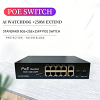 Switch PoE 12 ports Gigabit 10/100/1000 Mbps, 2 ports SFP+, non géré, montable en rack, empilable, 22 Gbit/s QoS, direct usine