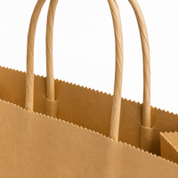 Sac fourre-tout en papier kraft brun avec impression de logo personnalisé et poignée en papier torsadé pour les courses, les supermarchés, le commerce de détail et l'emballage