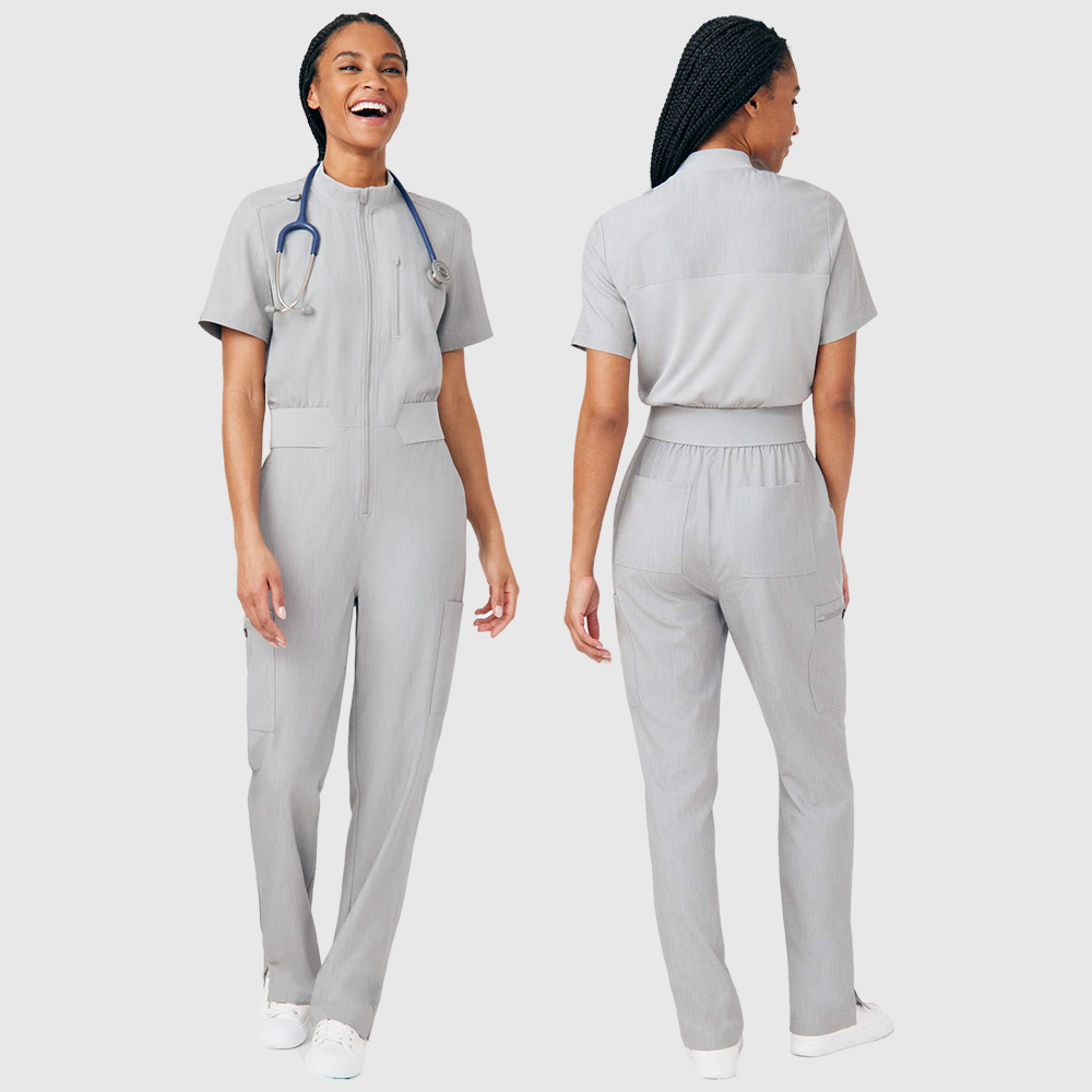 Navy Blue Medical Uniform Scrubs Set Plus Size Custom - Main Image