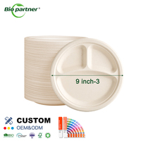 Assiettes biodégradables Biopartner en bagasse de canne à sucre, assiettes jetables en pulpe de papier pour dîner, fête, restaurant