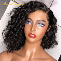 Perruques Courtes Bob 13x4 en Cheveux Humains, Lace Frontale HD Brésilienne Naturelle, Perruques Frisées Kinky pour Femmes Noires