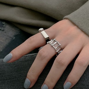 Geometric Fence <b>Ring</b> 925 Sterling Silver <b>Open</b> Style Minimalist Index Finger <b>Ring</b> Unisex Jewelry Gift - Product Image 3