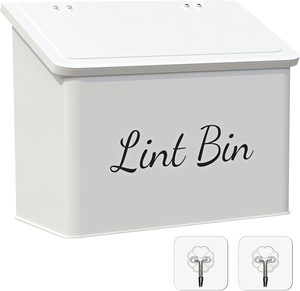 Poubelle magnétique pour buanderie avec brosse à charpie Poubelle murale avec couvercle pour sèche-<span class=keywords><strong>linge</strong></span> - Product Image 6