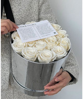 Boîte cadeau de luxe ronde fleur rose boîtes en carton argent pour emballage de fleurs