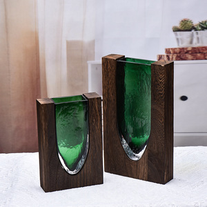 <span class=keywords><strong>Vase</strong></span> moderne <span class=keywords><strong>en</strong></span> <span class=keywords><strong>bois</strong></span> de style nordique avec verre transparent pour la maison, l'hôtel, la salle de réunion - Product Image 3