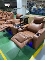 Elektrischer Relaxsessel aus Leder für Heimkino, Keller oder Medienraum – Power-Theater-Sofa mit Kopfstütze