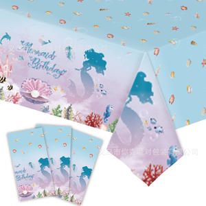 Sirène fête d'anniversaire faveurs en plastique couverture <span class=keywords><strong>de</strong></span> <span class=keywords><strong>Table</strong></span> nappe décorations pour filles anniversaire mariage sirène thème fête décor - Product Image 5