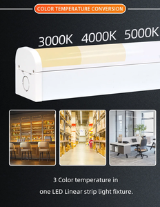 Barre lumineuse LED à température de couleur sélectionnable, tube linéaire dimmable, boîtier métallique, couvercle PC blanc pour l'éclairage des entrepôts, garages et bureaux - Product Image 6