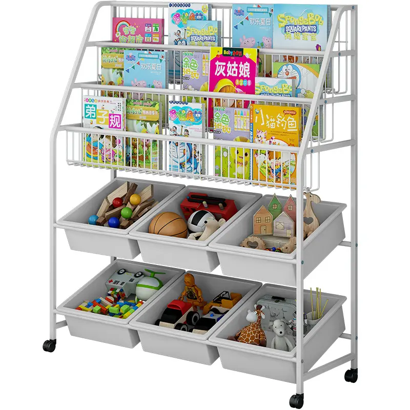 Ekran standı oyuncak kitap rafı depolama karikatür çocuk kitaplık kitaplık çocuk odası mobilya 10 setleri Modern karton kutu özelleştirilmiş