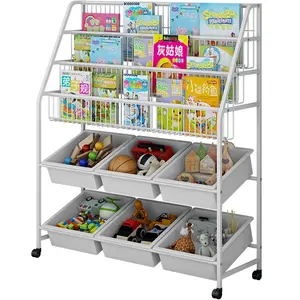 Display Stand Toy Book Rack Storage Cartoon Kids Bookshelf Bookcase Kids Room Furniture 10 Sets Modern Carton Box Customized