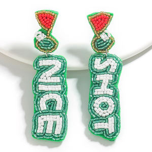 Novedad de verano, pendientes bohemios hechos a mano con cuentas de Golf para <span class=keywords><strong>mujer</strong></span>, pendientes frescos y versátiles con letras verdes NICE <span class=keywords><strong>SHOT</strong></span> para <span class=keywords><strong>mujer</strong></span> - Product Image 3
