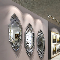 Ensemble de 3 miroirs muraux modernes en bois avec cadre scintillant décor de salon miroir argenté maison hôtel location noël vacances décor miroirs