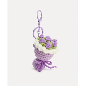 卸売の手作り大量クロシェフラワーキーホルダー、バラの花束、かわいい編みぐるみバッグチャーム、おもちゃのペンダント、人形キーホルダー - Product Image 4