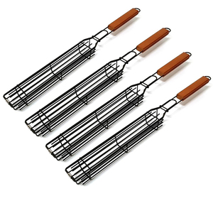 Cesta para Asar Hot Dogs, Cesta Antiadherente para Asar Kabobs, <span class=keywords><strong>Kit</strong></span> de Cestas para Asar Vegetales y Carne, Juego de 4 Accesorios para <span class=keywords><strong>Barbacoa</strong></span> - Product Image 1