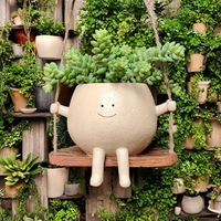 Pot de fleurs suspendu décoratif personnalisé en forme de dessin animé mignon avec visage souriant, pot hydroponique pour balcon, sol, plantes succulentes