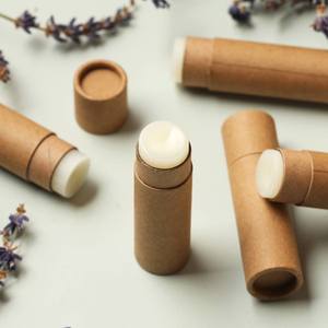 MOQ bajo 100% Biodegradable Sin plástico Tamaño <span class=keywords><strong>Mini</strong></span> 5g Bálsamo labial vacío Embalaje Tubo de papel Contenedor de papel Kraft marrón liso - Product Image 2