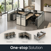 Système de panneaux de cloisonnement pour postes de travail M&W, comptoir de réception, table de réunion, bureau privé, solution de mobilier de bureau à plan ouvert