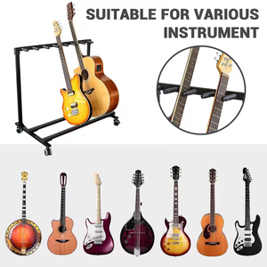 Support de guitare robuste avec base roulante et patins antidérapants pour exposition d'équipement de groupe, idéal pour la maison, la scène et le rangement en studio - Product Image 3