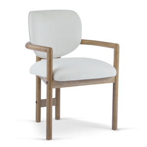 Modern Convertible Dining Chairs <b>Set</b> of 2 <b>White</b> Fabric Upholstered Armchairs with Rubber Wood Legs for Apartment Use - Product Image 5