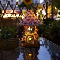 Lampes solaires de jardin en résine en forme de maison de fleurs LED pour l'extérieur, avec contrôle sans fil résistant à l'eau IP44 et design unique