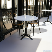 Table basse ronde blanche en marbre de 80cm avec dessus en marbre véritable Pieds français en fer forgé noir