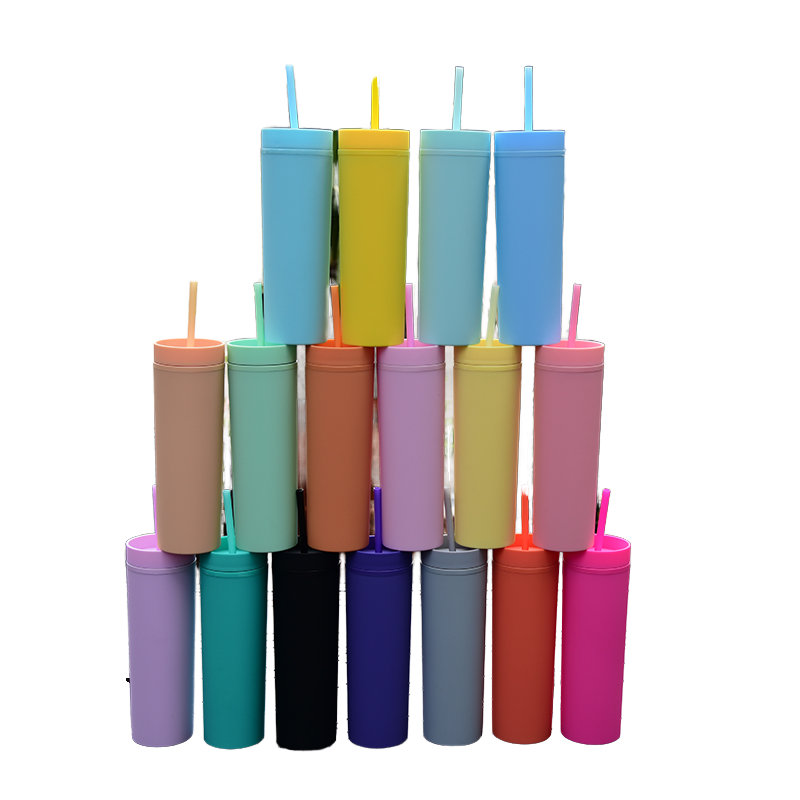 16oz Pastel Matte Acrylic Plastic Unbreakable Tumbler Double Wall for  Skinny Cup with Lid and Straw Glass Tumbler| Alibaba.com