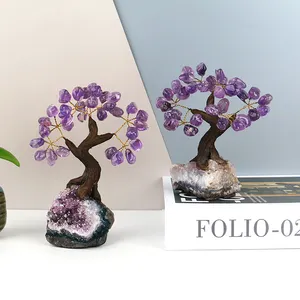 2023 New Product High Quality Purple Amethyst Cluster Base Crystal Money Tree Of Life