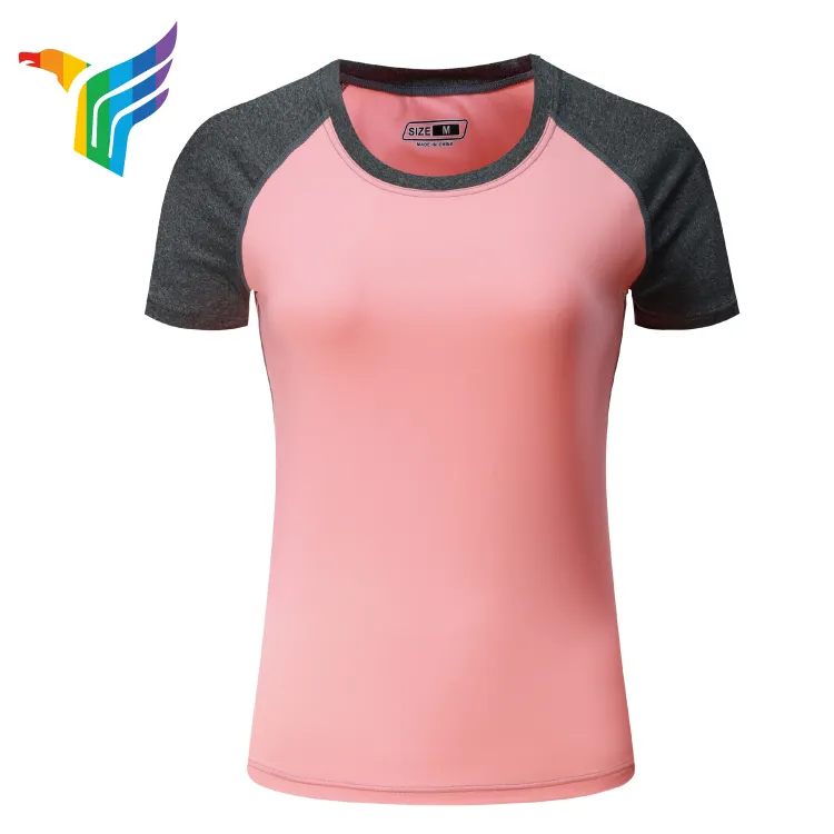 sportbekleidung damen balnk polyester pink unbedruckt t-shirt