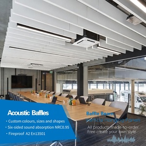 Panel Acústico de Fibra de Vidrio para Techo, con Suministros Chinos, Paneles Decorativos de Fibra de Vidrio Suspendidos, Estilo Madera sin Marco - Product Image 2