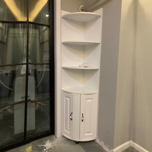 Gabinete esquinero Dream, gabinete de almacenamiento triangular minimalista moderno con 2 compartimentos para sala de estar, dormitorio, color blanco - Product Image 5